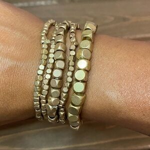 5 Piece Gold Tone Stretchy Bracelets